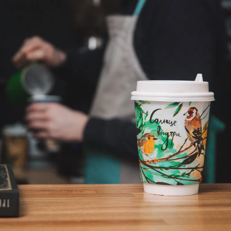 Двухслойные бумажные стаканы с логотипом: печать, брендирование ...